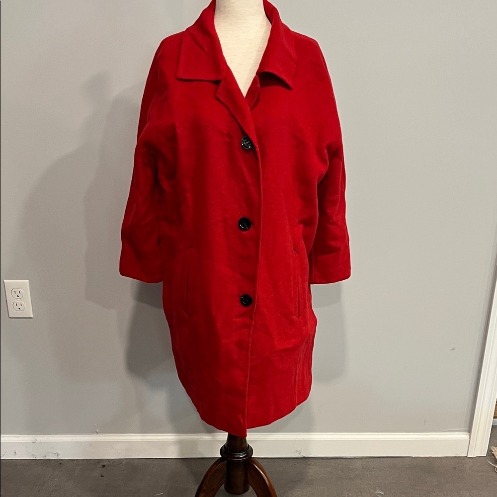 Elevenses Anthropologie Red Coat Oversized XS